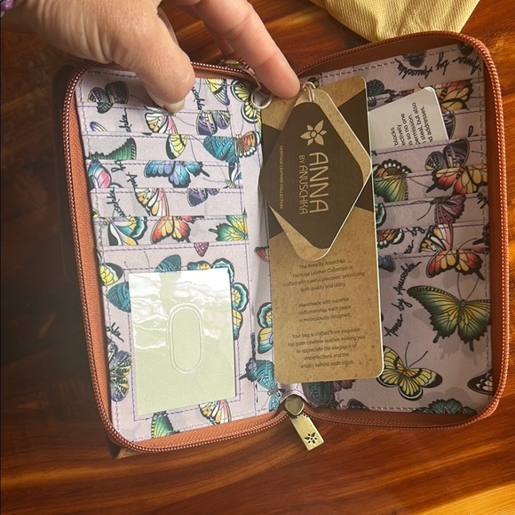 Anuschka Embossed Brown Wallet - Picture 5 of 6